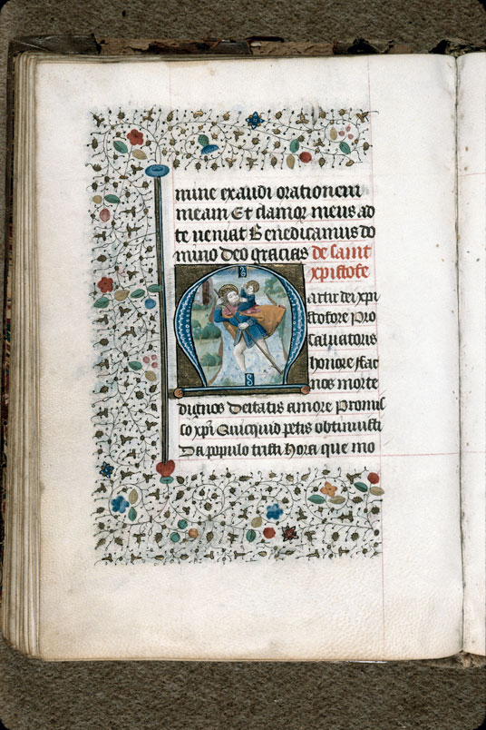 Heures à l'usage de Troyes (?) - Saint Christophe portant l'Enfant Jésus_1