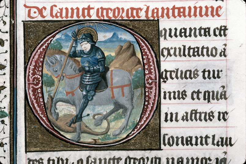 Heures à l'usage de Troyes (?) - Saint Georges terrassant le dragon