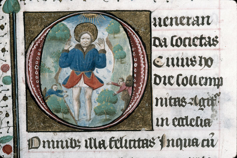 Heures à l'usage de Troyes (?) - Saint Eustache et ses enfants attaqués par des fauves