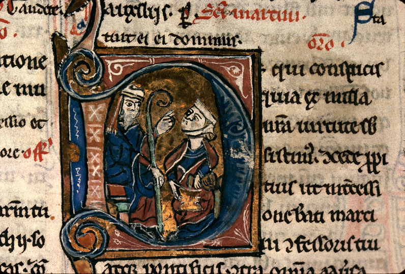 Missel à l'usage de l'abbaye Saint-Pierre-le-Vif de Sens - Saint Martin et une femme servant à boire