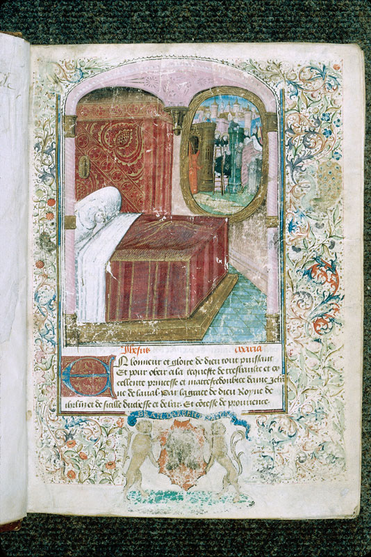 Pèlerinage de vie humaine - Page décorée, avec armes (à identifier)_1