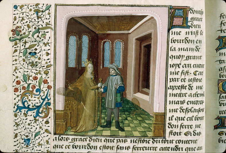 Pèlerinage de vie humaine - Grâce de Dieu remettant au pèlerin le bourdon