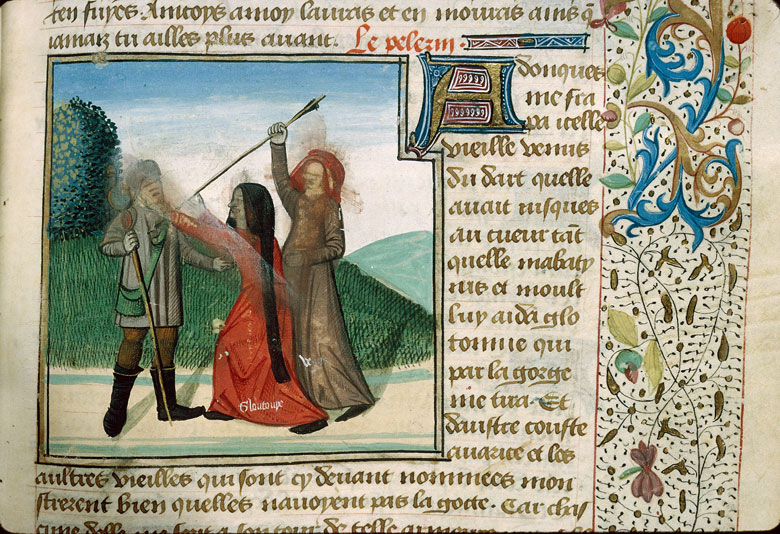Pèlerinage de vie humaine - Luxure et Gloutonnerie frappant le pèlerin