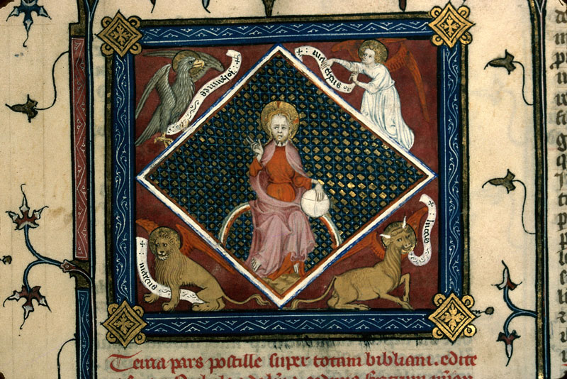 Postilla in Bibliam - Dieu en majesté entouré du Tétramorphe