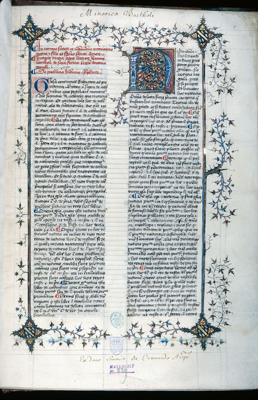 Digestum vetus - Page décorée, avec armes de Simon de Cramaud_2