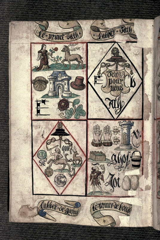 Recueil des antiquités de Valenciennes - Devise-rébus de l'abbé du Plat d'argent du Quesnoy