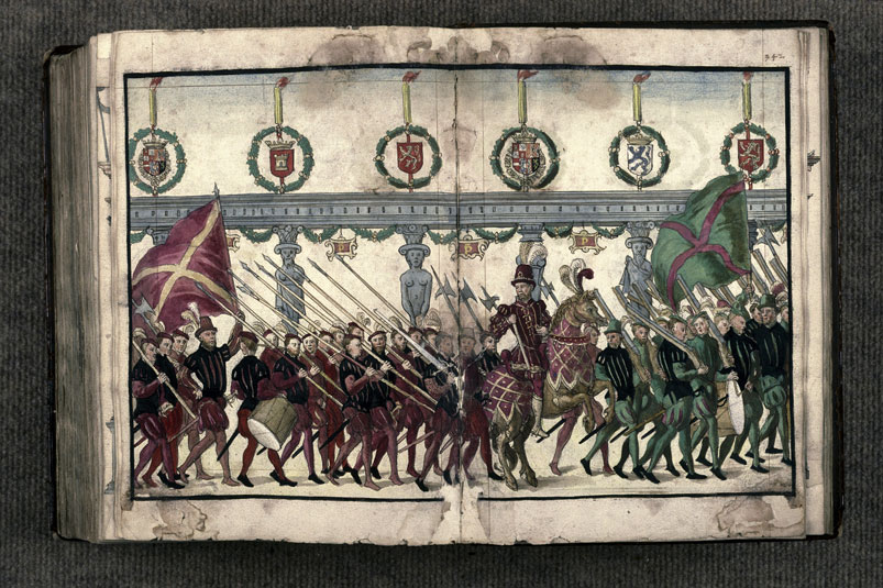 Recueil des antiquités de Valenciennes - Cortège de l'entrée de Philippe II à Valenciennes
