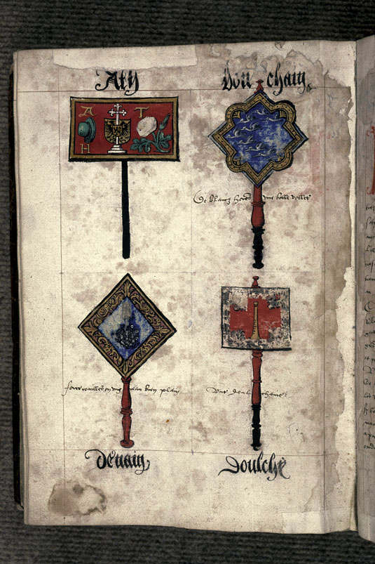 Recueil des antiquités de Valenciennes - Pancarte-rébus du prince d'Ath