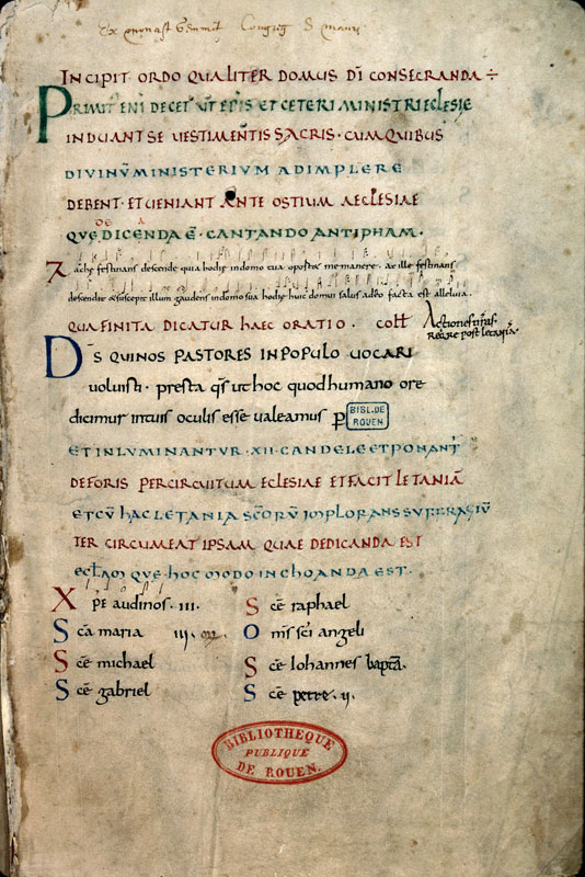 Pontifical à l'usage de l'abbaye de Saint-Germans in Cornwall - Initiales