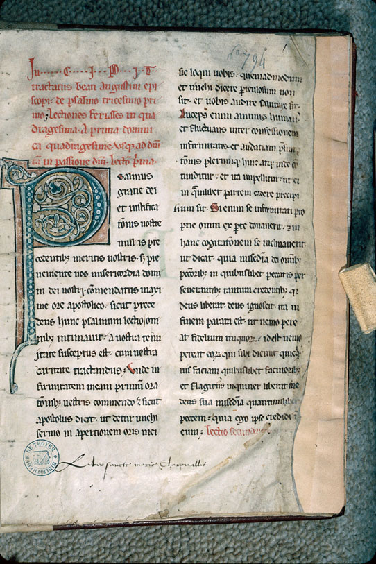 Lectiones in Psalterium et Jeremiam ex S. Augustino - Initiale ornée_1