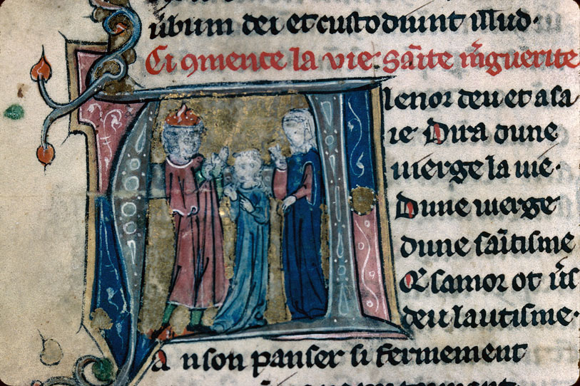 Heures/Vie de sainte Marguerite - Sainte Marguerite confiée par son père à une nourrice (à préciser)