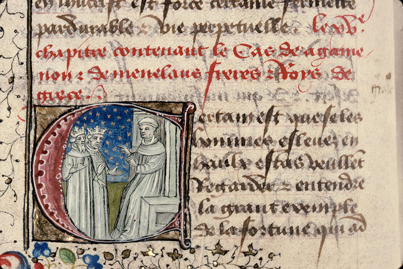 Cas des nobles hommes et femmes (Des) - Boccace s'adressant à Agamemnon et à Ménélas