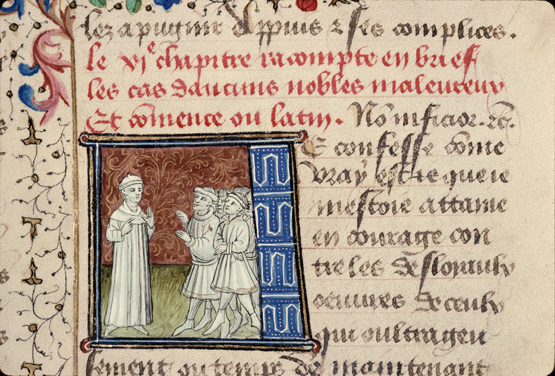 Cas des nobles hommes et femmes (Des) - Boccace s'adressant à un groupe