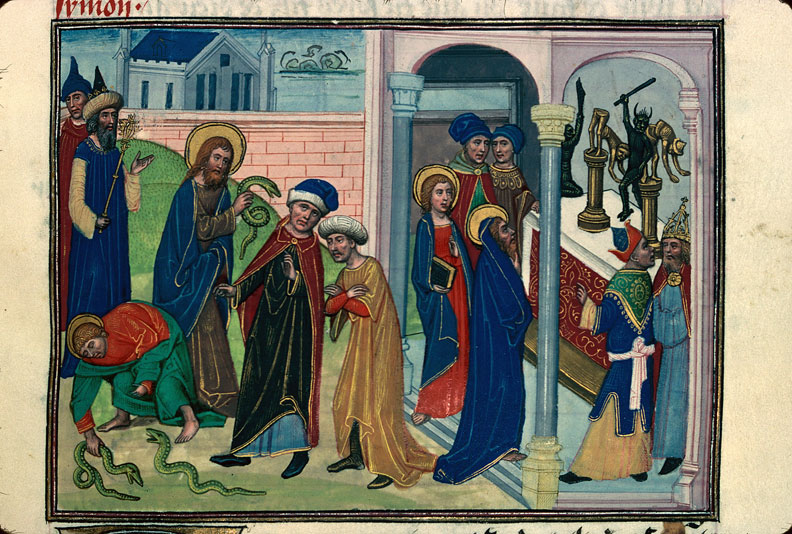 Légende dorée - Saint Simon et saint Jude devant les idoles brisées par leurs démons