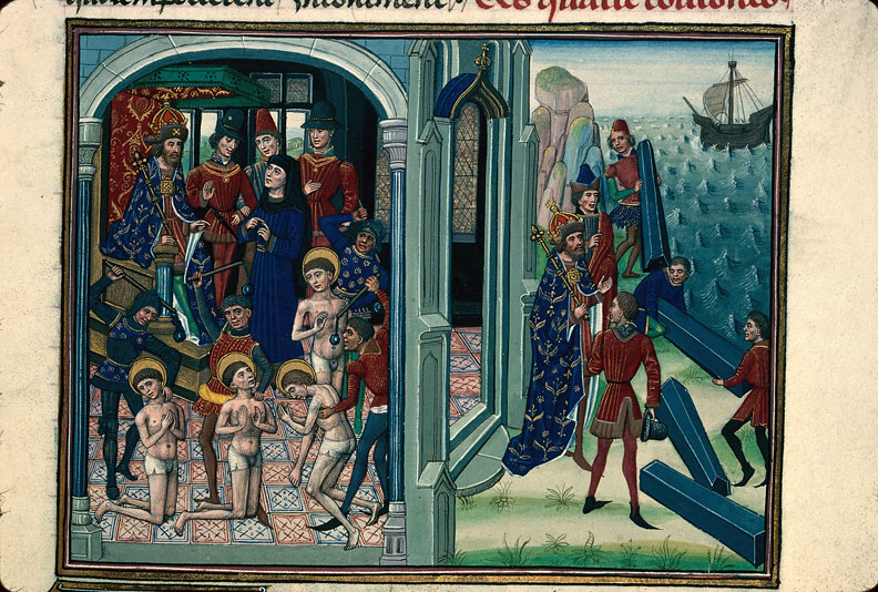 Légende dorée - Dioclétien et les cercueils des Quatre Couronnés jetés à l'eau