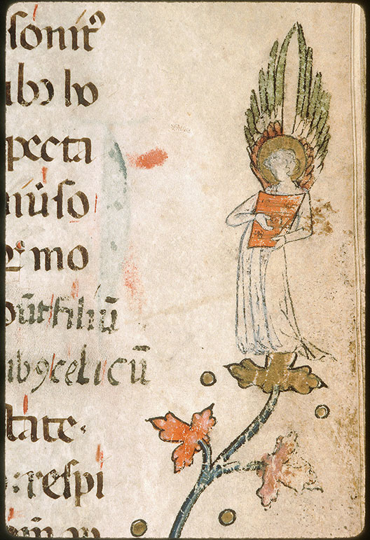 Evangéliaire - Ange musicien;Singe et hybride anthropomorphe musiciens_1