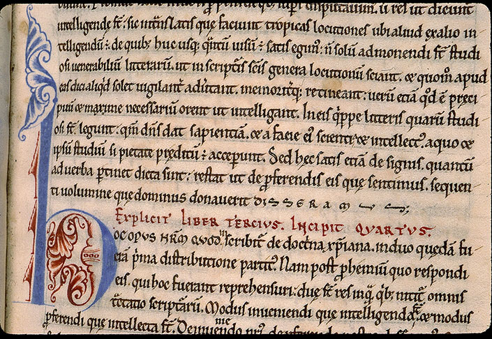Recueil patristique - Initiale de couleur ornée