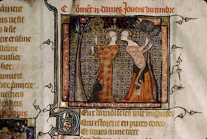 Roman de la Rose - Jeunes filles jouant du timbre