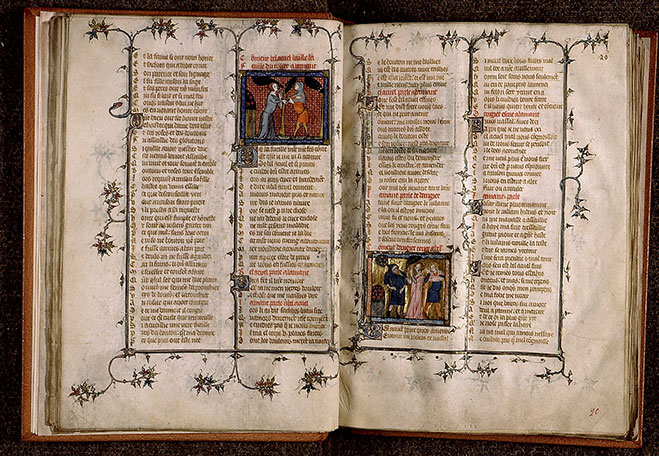 Roman de la Rose - Bel Accueil donnant à l'Amant une feuille du rosier_1