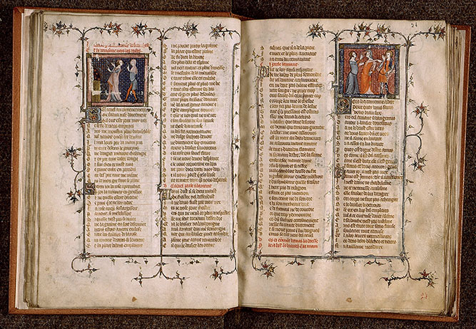 Roman de la Rose - Bel Accueil ramenant l'Amant au rosier_1