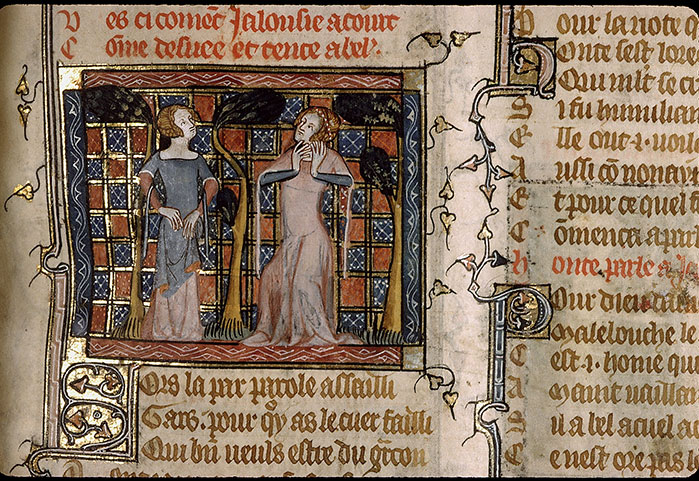 Roman de la Rose - Bel Accueil réprimandée par Jalousie