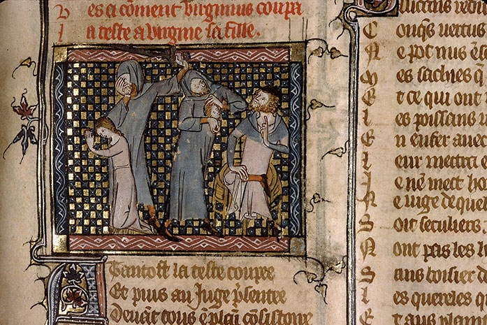 Roman de la Rose - Mort de Virginie/Virginius présentant la tête de Virginie à Appius Claudius