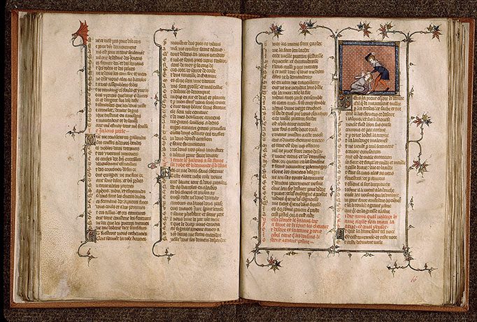 Roman de la Rose - Mari jaloux battant sa femme_1