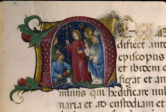 Pontifical romain à l'usage de Lodi (fragment) - Bénédiction de la première pierre d'une église