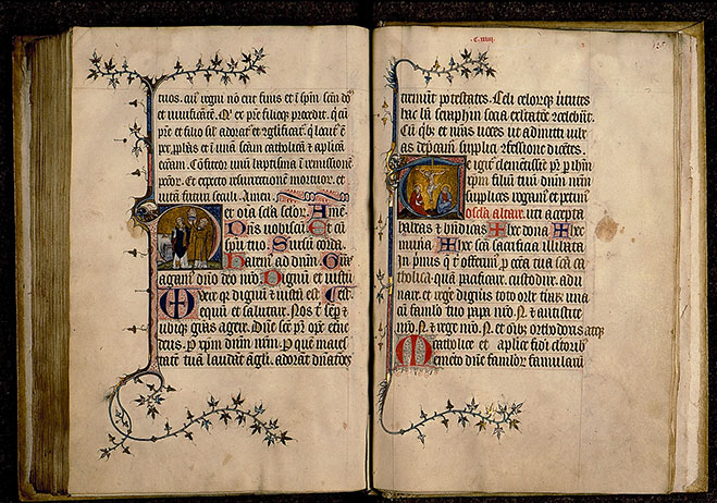 Pontifical à l'usage de Senlis - Christ en croix entre Marie et Jean_2