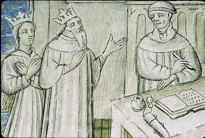 Cas des nobles hommes et femmes (Des) - Priam et Hécube s'adressant à Boccace_1