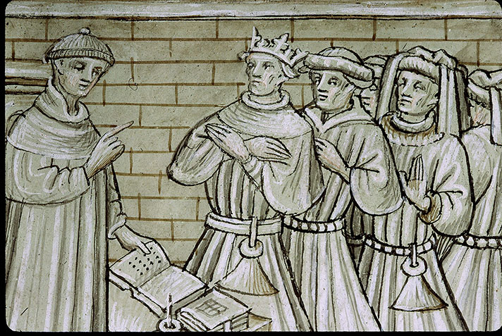 Cas des nobles hommes et femmes (Des) - Boccace s'adressant à un groupe_1
