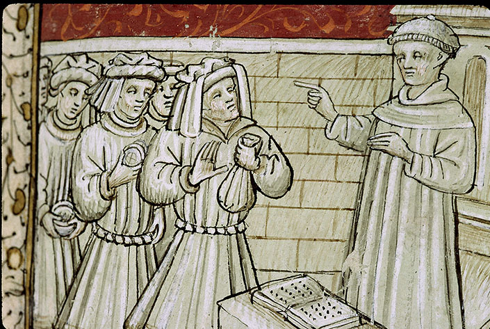Cas des nobles hommes et femmes (Des) - Boccace s'adressant à des hommes exhibant leur argent_1