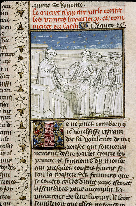 Cas des nobles hommes et femmes (Des) - Boccace s'adressant à un groupe_1