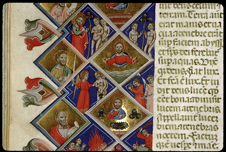 Bible - Adam et Eve au travail/Adam et Eve chassés du Paradis/Arbre de la Connaissance/Chute d'Adam et Eve/Création des végétaux/Séparation des eaux_1