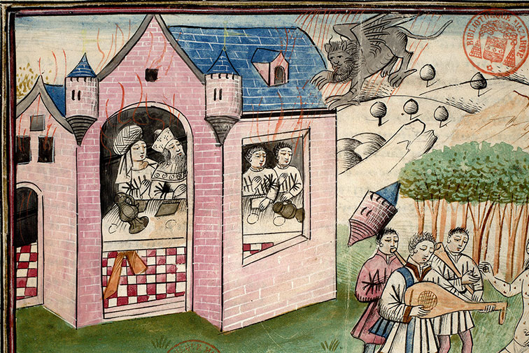 Fleur des histoires - Job et sa famille éprouvés par le diable/Job réconforté par des musiciens_1