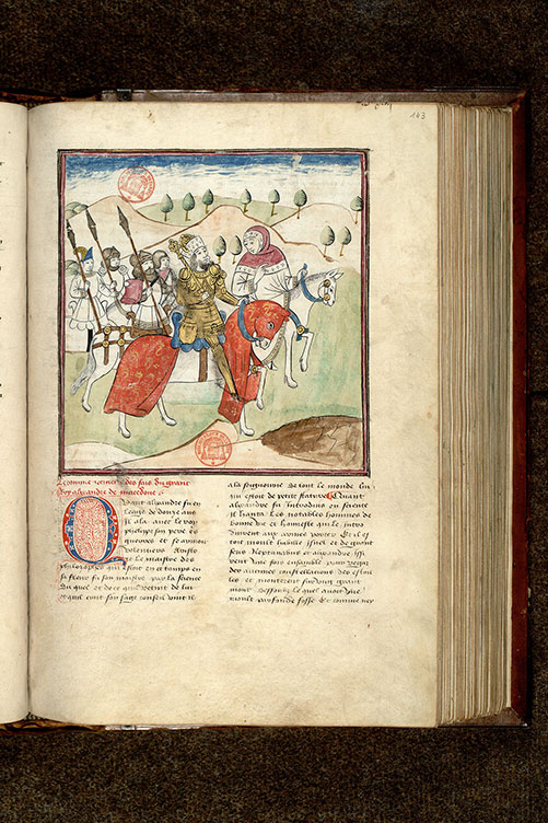 Fleur des histoires - Alexandre chevauchant avec Aristote et son armée_1