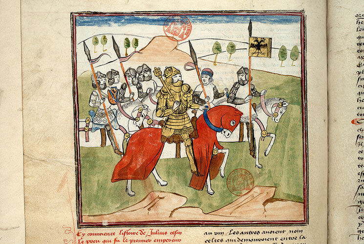 Fleur des histoires - César chevauchant avec son armée