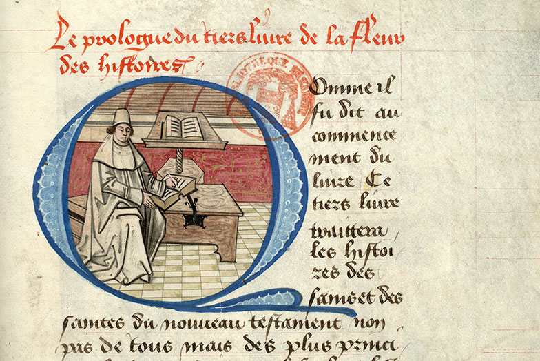 Fleur des histoires - Jean Mansel écrivant