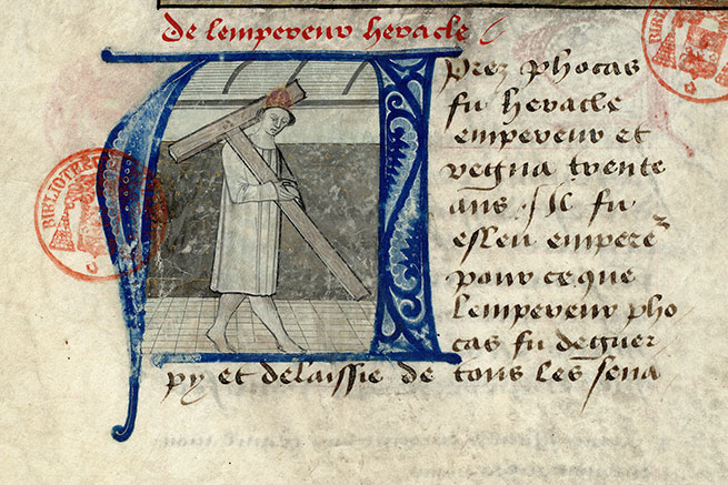 Fleur des histoires - Héraclius pénitent portant la vraie Croix