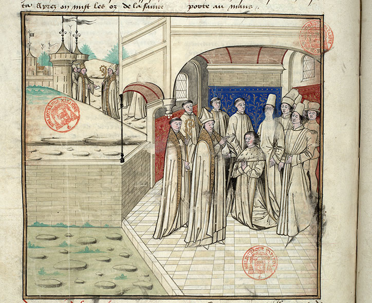 Fleur des histoires - Pape Zacharie autorisant le sacre de Pépin le Bref/Sacre de Pépin le Bref par saint Boniface