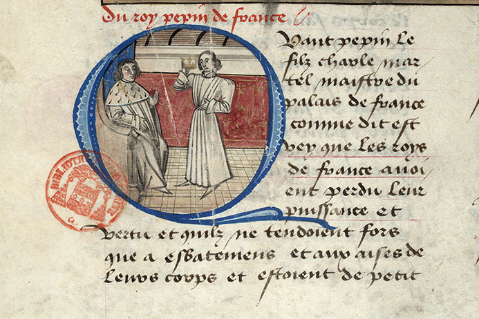 Fleur des histoires - Pépin le Bref transmettant la couronne à son fils Charlemagne