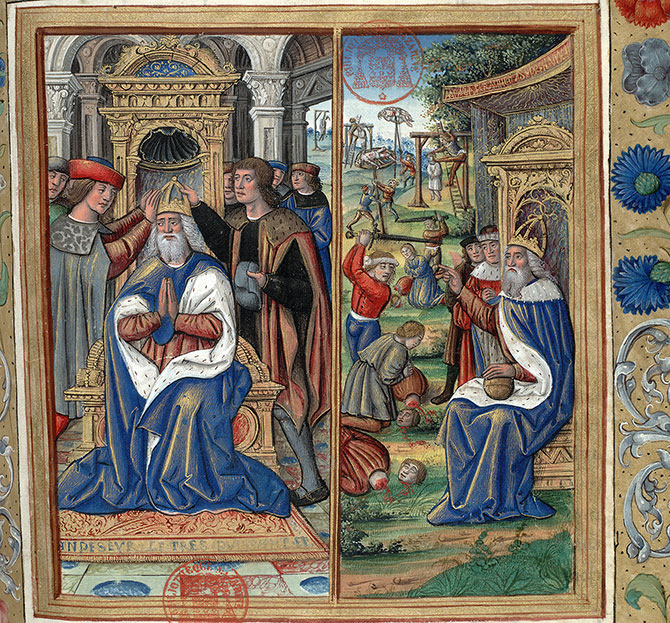 Antiquitates judaicae - Couronnement de Salomon/Salomon rendant la justice