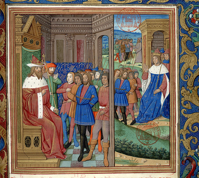 Antiquitates judaicae - Hérode le Grand jugeant des voleurs/Voleurs vendus comme esclaves à un souverain étranger