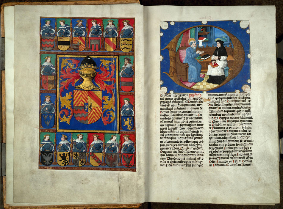 Bible - Armes de Georges d'Egmond, entourées de seize figures avec leurs armes_10