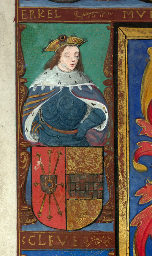 Bible - Armes de Georges d'Egmond, entourées de seize figures avec leurs armes_4