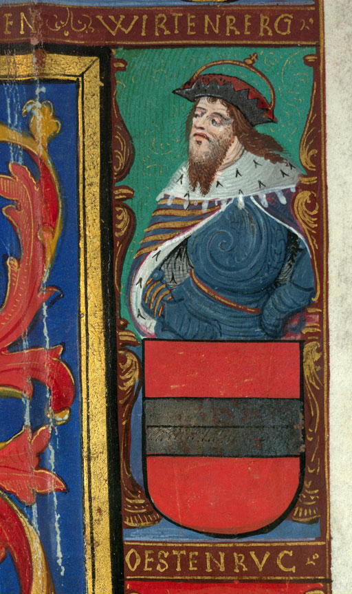 Bible - Armes de Georges d'Egmond, entourées de seize figures avec leurs armes_5