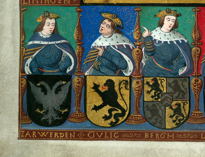 Bible - Armes de Georges d'Egmond, entourées de seize figures avec leurs armes_8