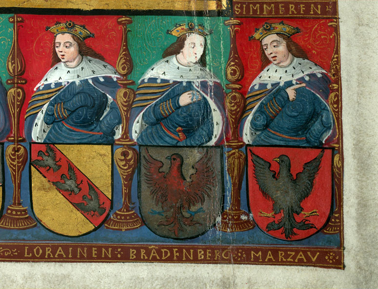 Bible - Armes de Georges d'Egmond, entourées de seize figures avec leurs armes_9