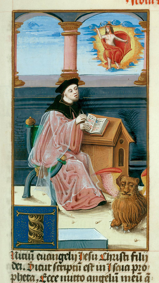 Bible - Saint Marc écrivant et son symbole, et le Christ glorieux