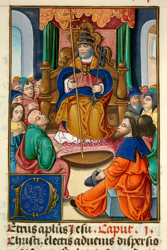 Bible - Saint Pierre, pape, présidant une assemblée